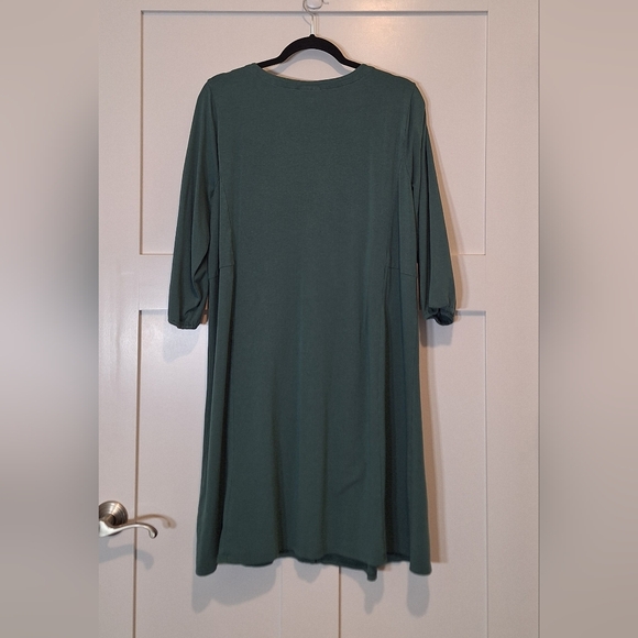 J. Jill Button Down Front Midi Dress Stretch 3/4 Sleeve Green Size Large - Picture 9 of 9